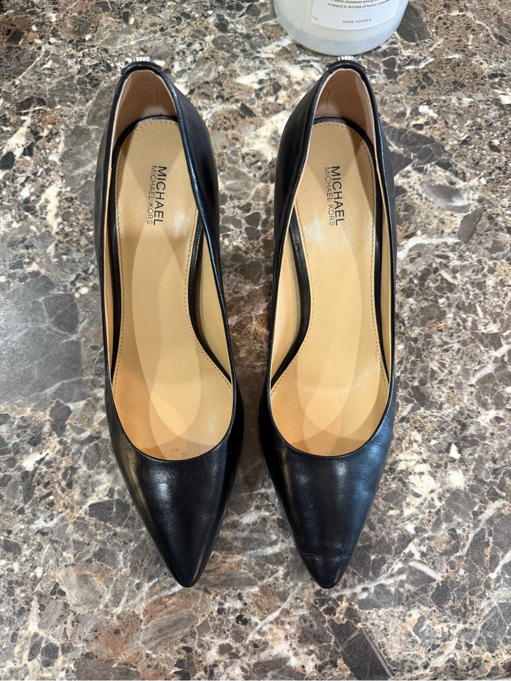 Michael Kors Black Leather Pointed-Toe Pumps